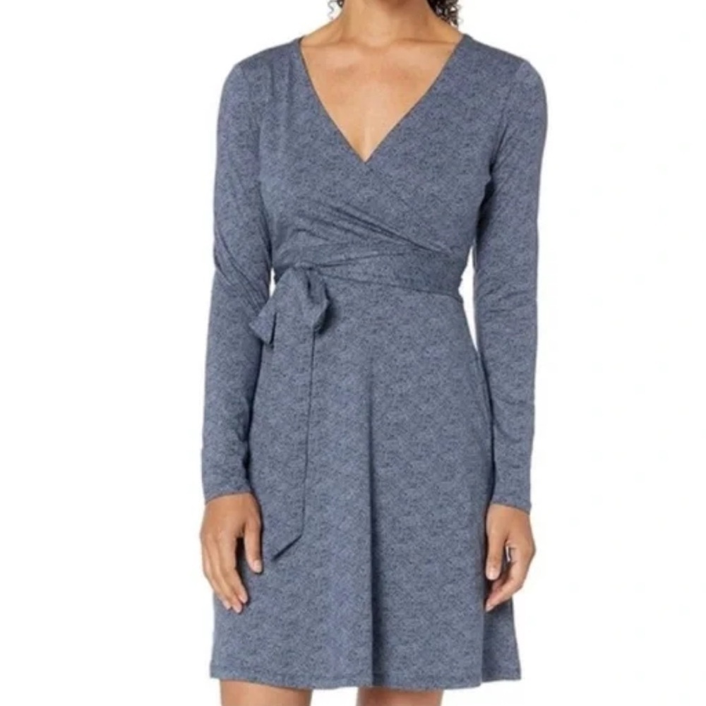 Toad & Co Cue Wrap Herringbone Print Long Sleeve Dress True Navy Size Small NEW - Picture 11 of 12